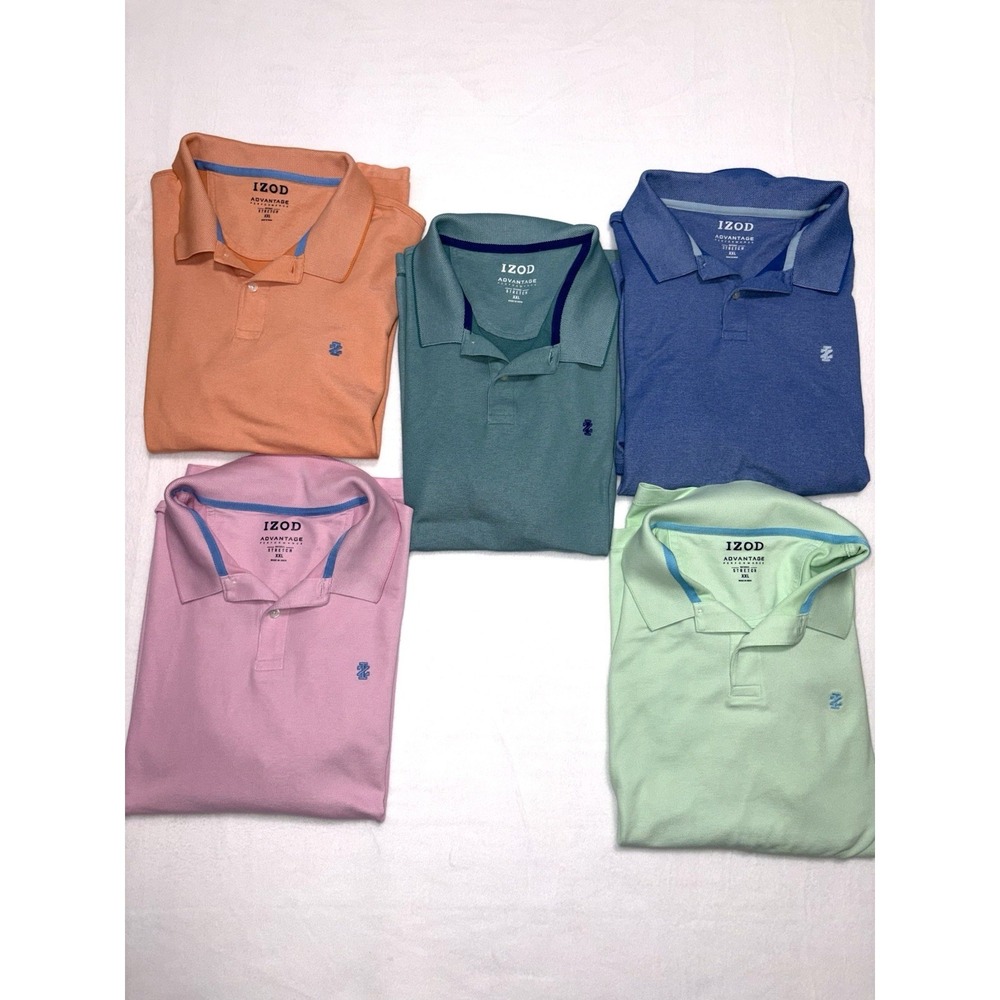IZOD Men's Advantage Performance Stretch Shirt Sleeve Polos Lots Of 5 Size XXL